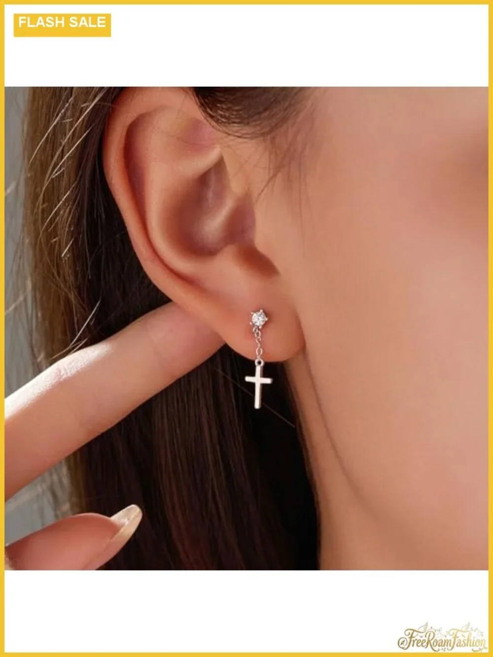 925 Sterling Silver 14K Gold Plated Cross Hoop Dangle Earrings for Women Mother
